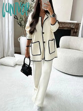 Lunivop New Women’s Suit Fashion Comfortable Casual Loose Long Sleeve Pants Design Solid Color